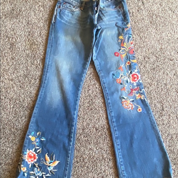 Lucky Brand Women's Embroidered Floral Denim Jeans Size 27/4 - Picture 2 of 5
